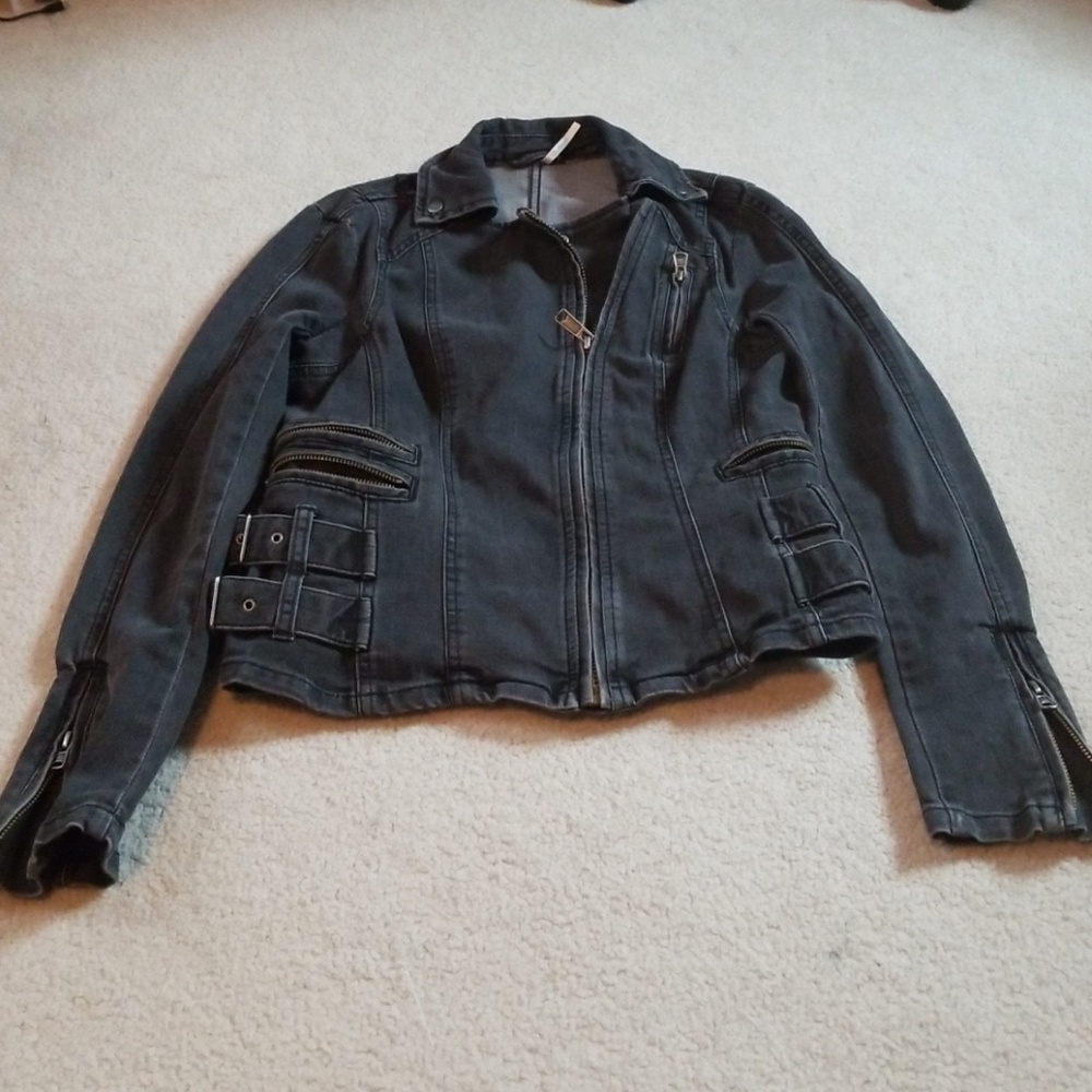 Free People Denim Moto Jacket